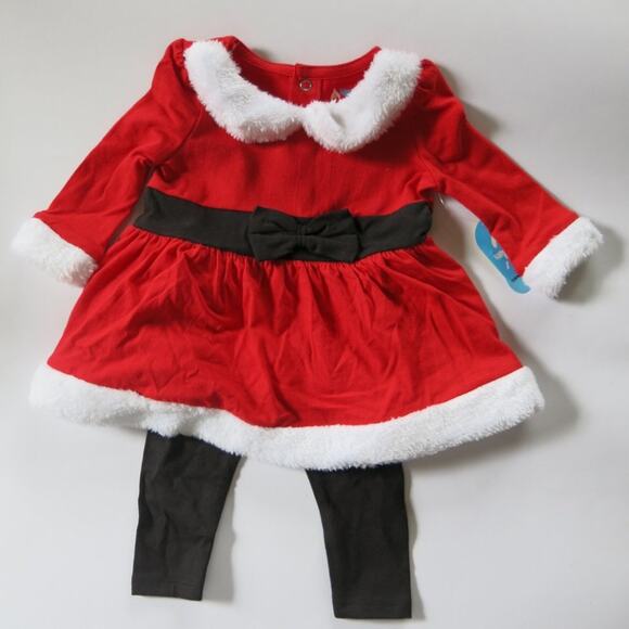 Baby's First Christmas Outfit *NWT* Santa 0-3 Month Girls Red/White Faux Fur - Picture 1 of 8